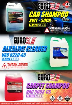 Car Shampoo SWT-50CS / Alkaline Cleaner VAC 5220-AC / Carpet Shampoo VAC 3003-CS