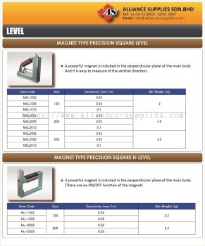 Riken Precision Square Level/ Magnet Type Square Level/ Precision Flat Level/ Adjustable Bench Level/ Round Level/ Cross Test Level/ Pocket Level