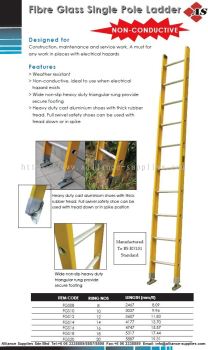 Fiber Glass Single Pole Ladder (Non-Conductive Ladder)