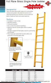 Full Fibre Glass Single Pole Ladder (Non-Sparking Industrial Ladder)