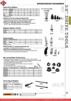 SNAP-ON Square Drive Adaptors / Magnetic Adaptors, Chrome / Non-marring Metric Socket Inserts / Hex-to-Square Adaptors