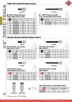 SNAP-ON Torx® Bit Sockets (Blue-point®) / Metric Hex Bit Sockets (Blue-point®)