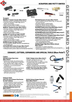 SNAP-ON Scrapers And Putty Knives / Exhaust, Cutters, Expanders And Special Tools (Blue-point®)