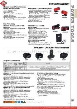 SNAP-ON Power Management / Cordless: Chargers And Batteries