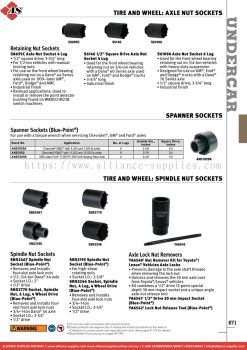 SNAP-ON Tire And Wheel: Axle Nut Sockets / Spanner Sockets / Spindle Nut Sockets