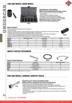 SNAP-ON Tire And Wheel: Budd Wheel / Impact Socket Retainers / General Service Tools