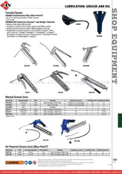 SNAP-ON Lubrication: Grease And Oil - Funnels/Spouts / Manual Grease Guns