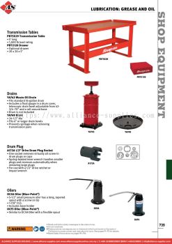 SNAP-ON Lubrication: Grease And Oil - Transmission Tables / Drains / Drum Plug / Oilers