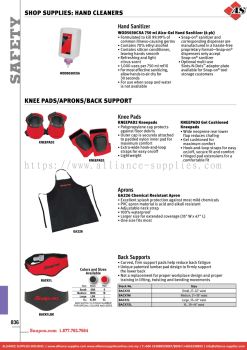 SNAP-ON Shop Supplies: Hand Cleaners  / Knee Pads/aprons/back Support