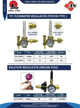 LONG XING 191 Flowmeter Regulator (Piston Type) / Balloon Regulator (Helium Gas)