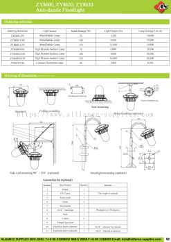  ZY8600, ZY8620, ZY8630 Anti-Dazzle Floodlight