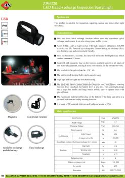 ZW6220 LED Hand-Recharge Inspection Searchlight