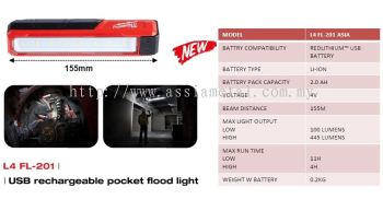 L4 FL-201 USB Rechargeable Pocket Flood Light