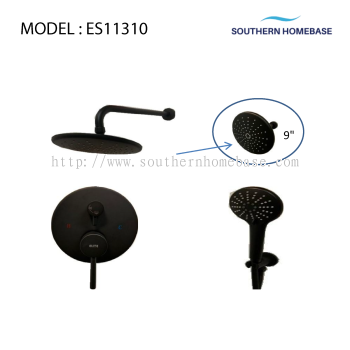 BATHROOM WALL 2 WAY CONCEALED SHOWER MIXER BLACK ELITE ES11310