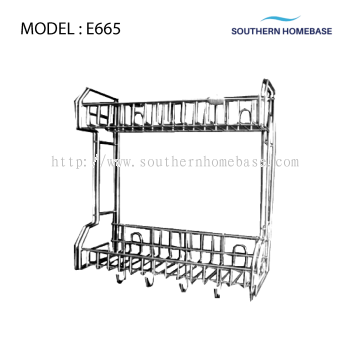 KITCHEN 2 TIERS DISH RACK WITH HOOK ELITE E665
