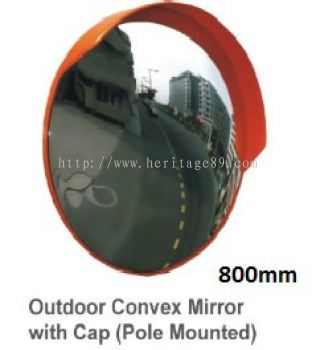 Outdoor Convex Mirror With Cap (Pole Mounted) 800mm
