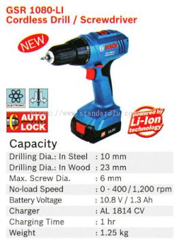 Cordless Dril (Screwdriver) GSR 1080-LI