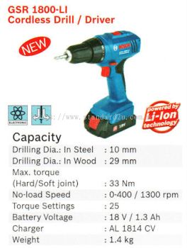 Cordless Drill (Driver) GSR 1800-LI