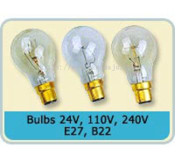 Bulbs 24V, 110V, 240V, E27, B22