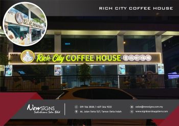 Rich City Coffee House - Jikowa Panel Base with Alum Front Lit Lettering and Contour Light