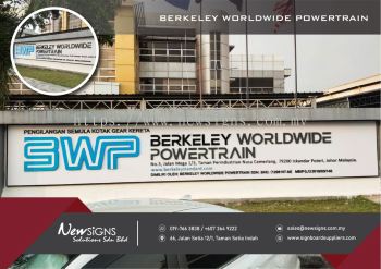 BERKELEY WORLDWIDE POWERTRAIN - Polycarbonate with sticker and  PVC FoamBoard Lettering