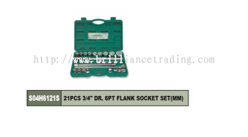 3/4" DR. 6PT FLANK SOCKET SET (MM) 21 PCS - S04H6121S