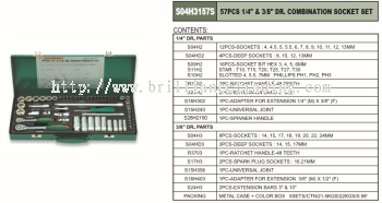 1/4" & 3/8" DR. COMBINATION SOCKET SET 57 PCS - S04H3157S