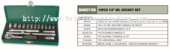1/4" DR. SOCKET SET 18 PCS - S04H2118S