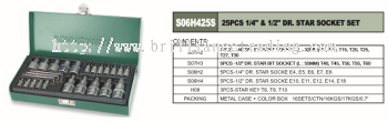 1/4" & 1/2" DR. STAR SOCKET SET 25 PCS - S06H425S