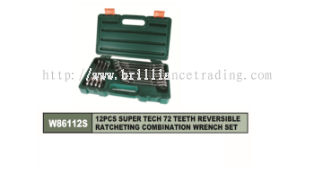 SUPER TECH 72 TEETH REVERSIBLE RATCHETING COMBINATION WRENCH SET 12 PCS - W86112S