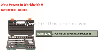 1/2" DR. SUPER TECH SOCKET SET 27 PCS - S68H4127S