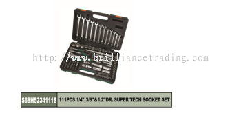 1/4", 3/8", & 1/2" DR. SUPER TECH SOCKET SET 111 PCS - S68H5234111S