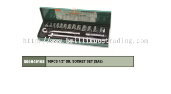 1/2" DR. SOCKET SET (SAE) 16 PCS - S05H4916S