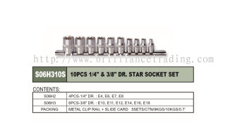 1/4" & 3/8" DR. STAR SOCKET SET 10 PCS - S06H310S