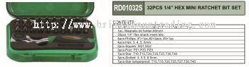 1/4" HEX MINI RATCHET BIT SET 32 PCS - RD01032S