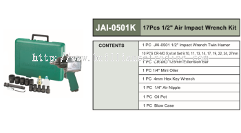 1/2" AIR IMPACT WRENCH KIT 17 PCS - JAI-0501K