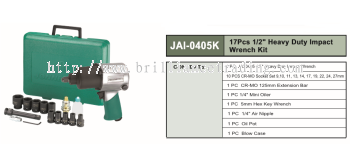 1/2" HEAVY DUTY IMPACT WRENCH KIT 17 PCS - JAI-0405K