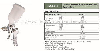 DELUXE PROFESSIONAL GRAVITY FEED SPRAY GUN - JA-6111