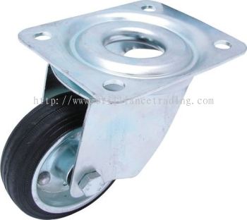 Castors, Black Rubber Tyre Swivel Type With Top Plate 80mm ATL9452525K