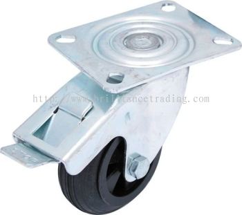 Castors, Black Rubber Tyre Swivel Type With Top Plate 125mm ATL9455320K