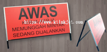 Awas Alucobond Signboard - White Sticker + Matte Lam + Stand