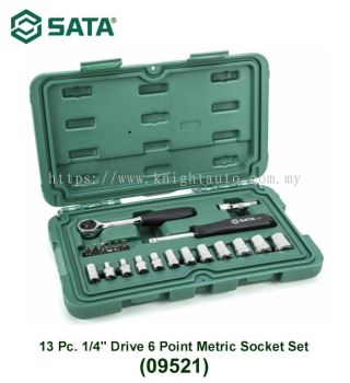 Sata 09521 Socket Set 13pc, 1/4" Metric ID33016