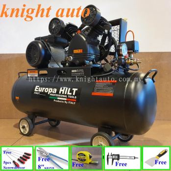 FreeGifts- Europa Hilt EA512-15A 2hp 100L 8bar 240v Air Compressor ID33207 