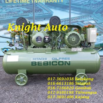 Hitachi Oil-Free Bebicon Air Compressor 2.2OP-9.5G5A 3hp 8Bar ID34512 S011 