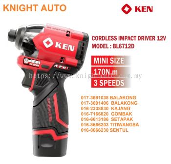 KEN BL6712D Cordless Impact Screwdriver 12V 2.0Ah 170Nm I001