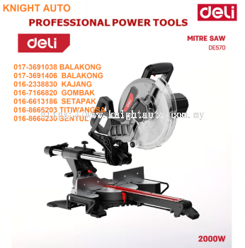 DELI DE570 Corded Mitre Saw with High Precision Cutting 2000W 255mm L007