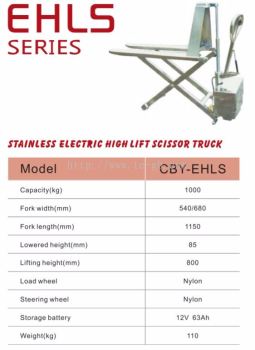 Stainless Electric High Lift Scissor Truck