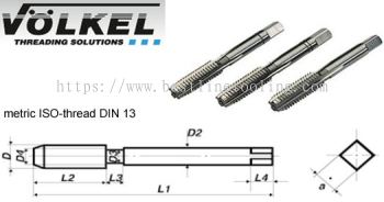 Hand Taps - Left Hand (M) - DIN 352 HSS-G Tolerance ISO 2/6H