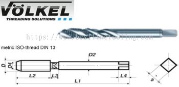 Machine Taps - Spiral Flute (M) - JIS HSS-G Tolerance ISO 2/6H