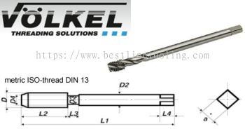 Machine Taps (Mf) - DIN 376 Form C/35掳 RSP HSS-E Tolerance ISO 2/6H